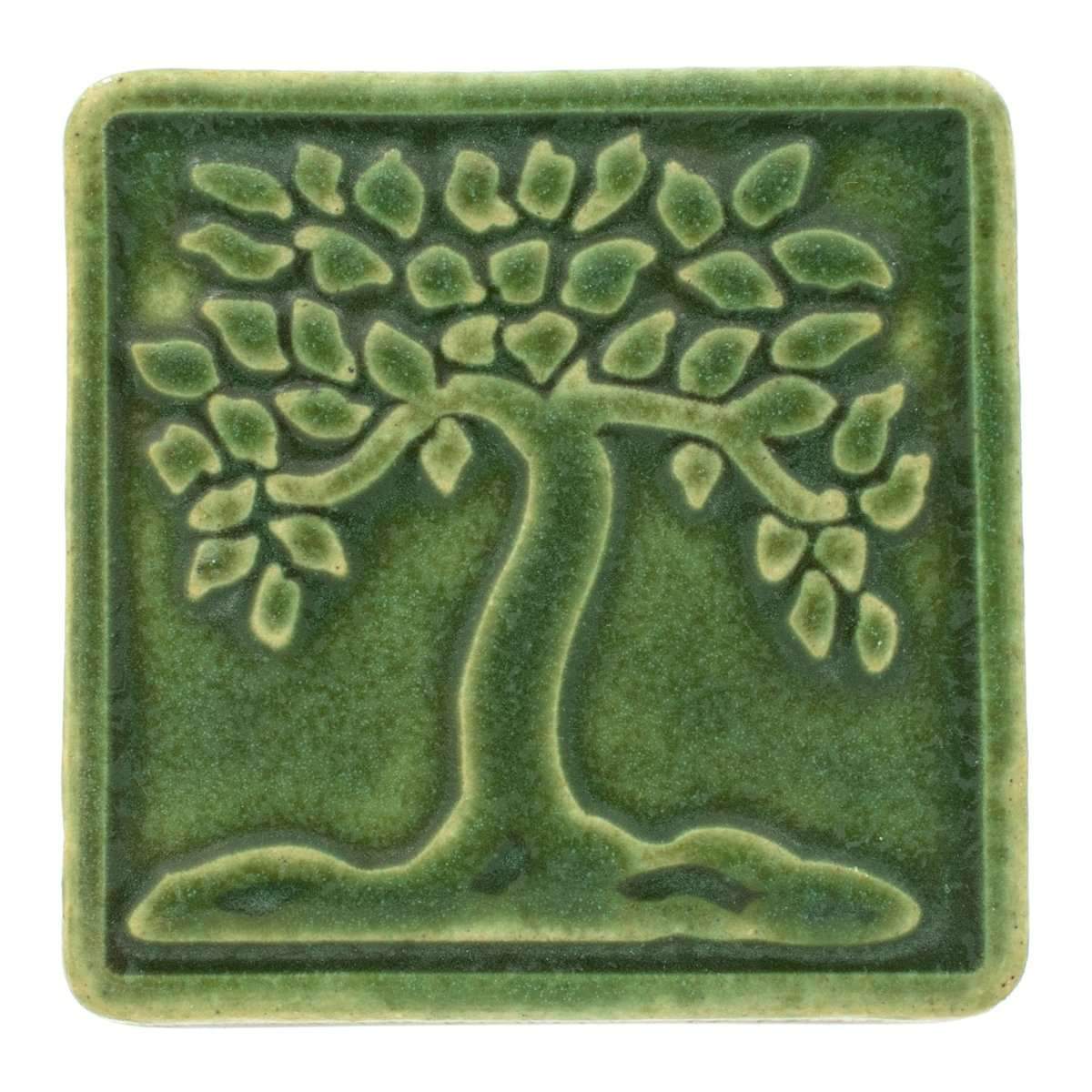 4x4 Botanical Tree Pewabic Tile - Leaf Pewabic Pottery