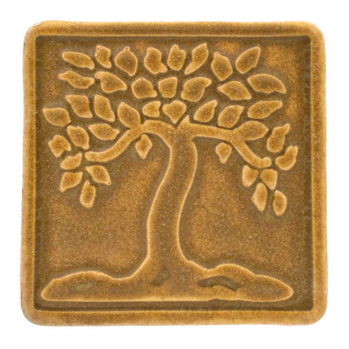 4x4 Botanical Tree Pewabic Tile - Wheat Pewabic Pottery