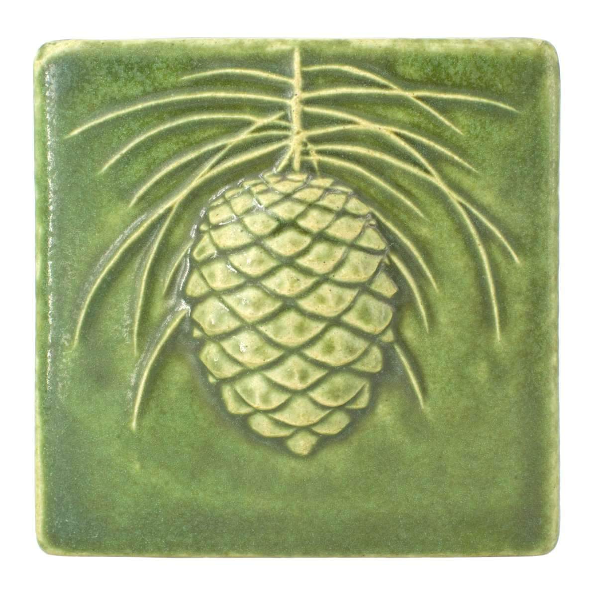 6x6 Pinecone Pewabic Tile - Leaf Pewabic Pottery