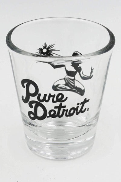 Pure Detroit 1.5 oz Shot Glass / Black glass