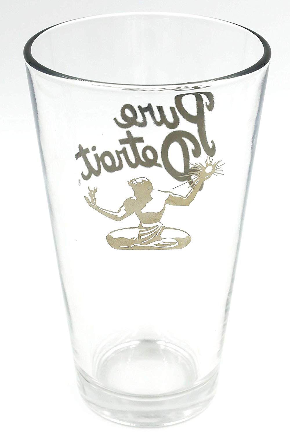 Pure Detroit 16 oz Pint Glass / Gold glass