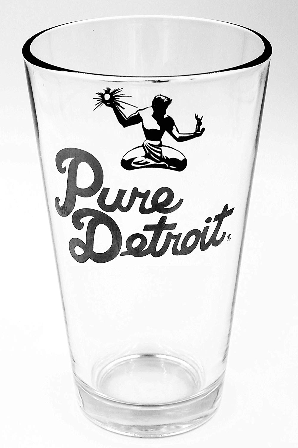 Pure Detroit 16 oz Pint Glass / Black glass