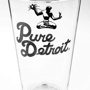 Pure Detroit 16 oz Pint Glass / Black glass   