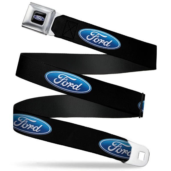 Ford Seatbelt Belt / Color Logo + Black + Blue Ford Oval Webbing Belts
