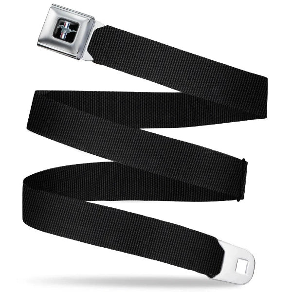 Ford Mustang Seatbelt Belt / Color Logo + Black Webbing Belts