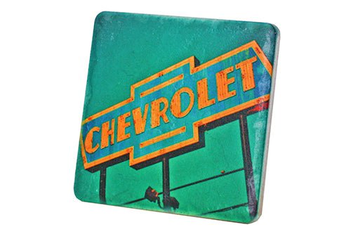 Retro Chevrolet Sign Porcelain Tile Coaster Coasters