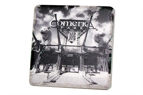 Comerica Park Entrance Black & White Porcelain Tile Coaster Coasters