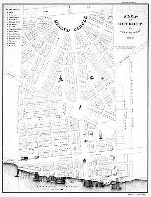 Detroit 1830 Historic Map Print - 17 1/2 x 14 inches Wall Art   