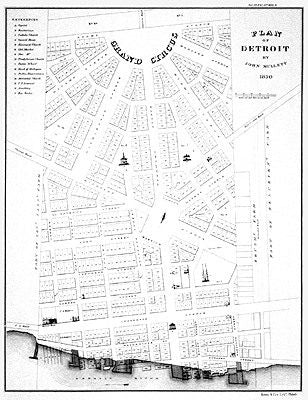 Detroit 1830 Historic Map Print - 17 1/2 x 14 inches Wall Art