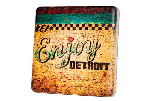 Enjoy Detroit Porcelain Tile Coaster Coasters   