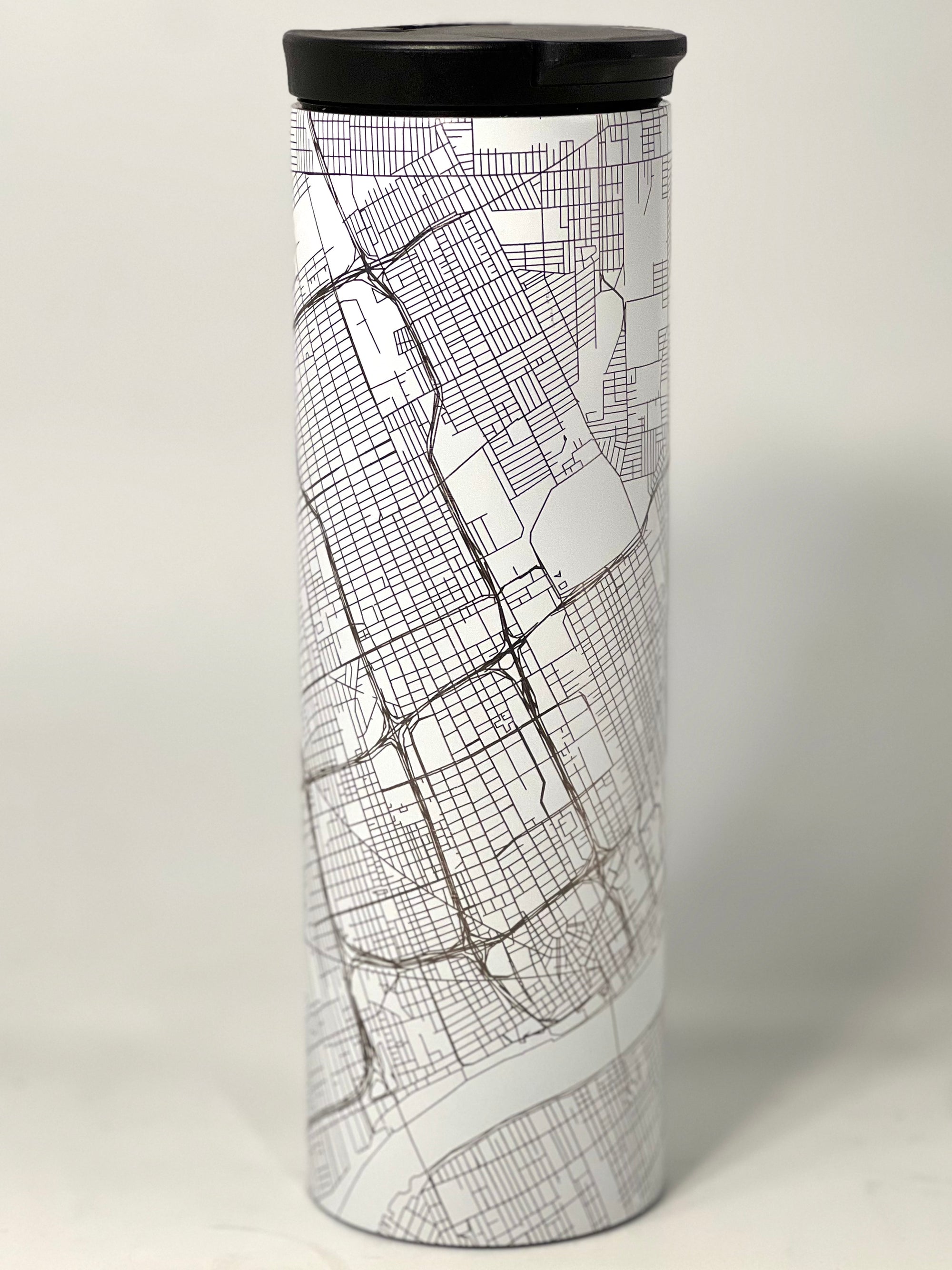 Map of Detroit Coffee Tumbler / White glass