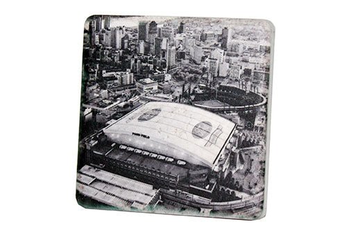 Ford Field Aerial Black & White Porcelain Tile Coaster Coasters
