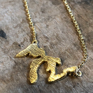 Michigan Great Lakes Dainty Necklace / Gold Jewelry   