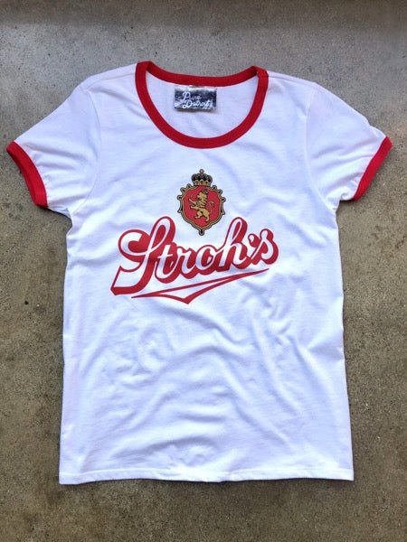Stroh's Perseverance Ringer Tee / Red + White / Women's Women's Apparel