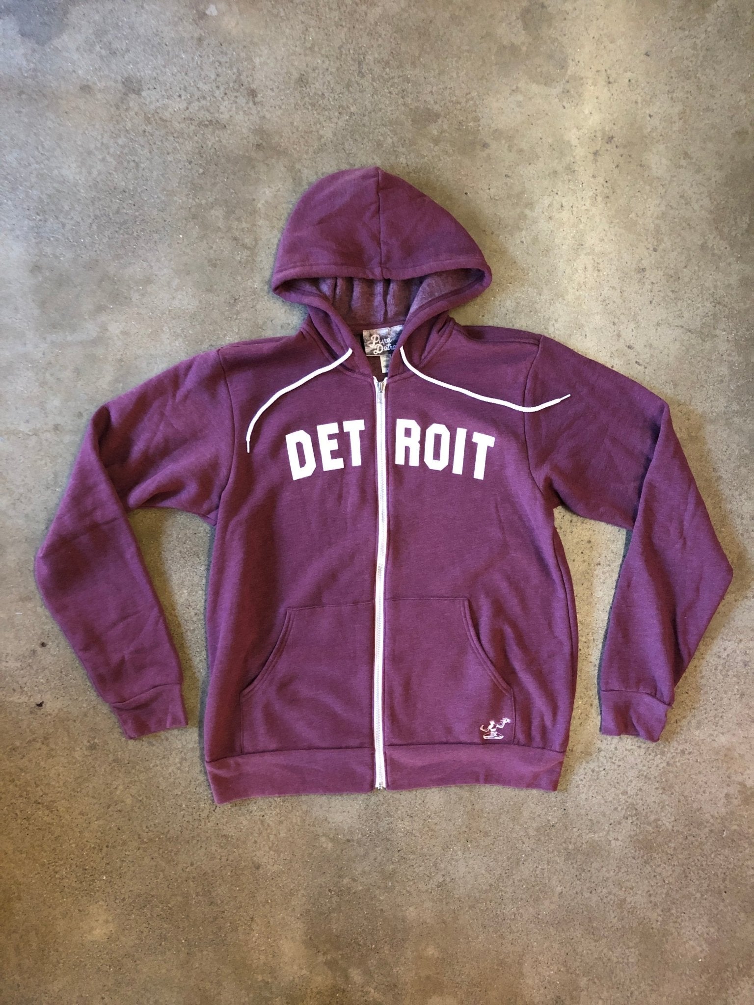 Detroit Classic Tri-Blend Zip Hoodie / White + Heather Maroon / Unisex Unisex Apparel