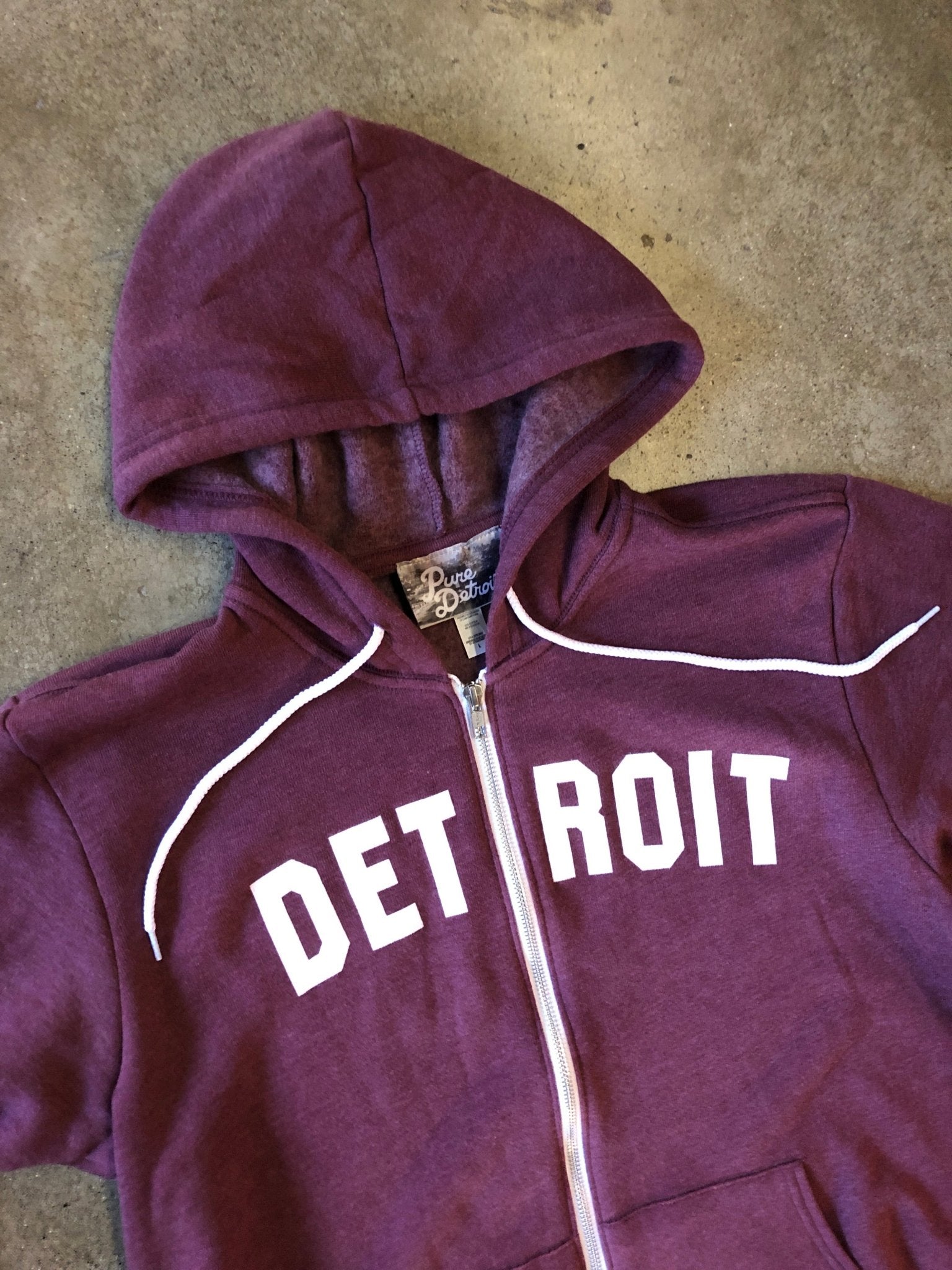 Detroit Classic Tri-Blend Zip Hoodie / White + Heather Maroon / Unisex Unisex Apparel