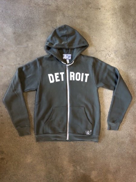 Detroit Classic Tri-Blend Zip Hoodie / White + Military Green / Unisex Unisex Apparel