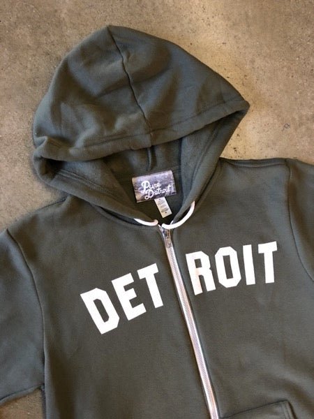 Detroit Classic Tri-Blend Zip Hoodie / White + Military Green / Unisex Unisex Apparel
