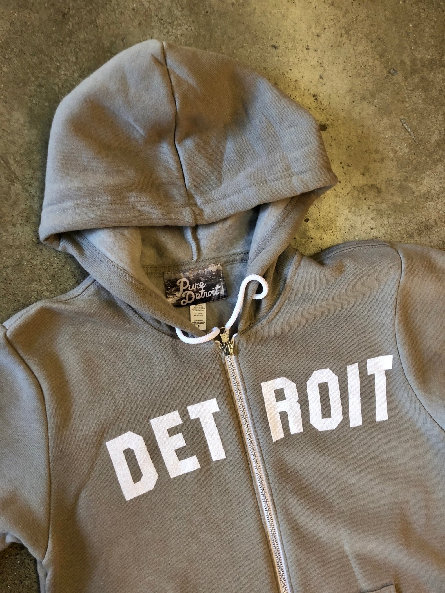 Detroit Classic Tri-Blend Zip Hoodie / White + Heather Stone / Unisex Unisex Apparel