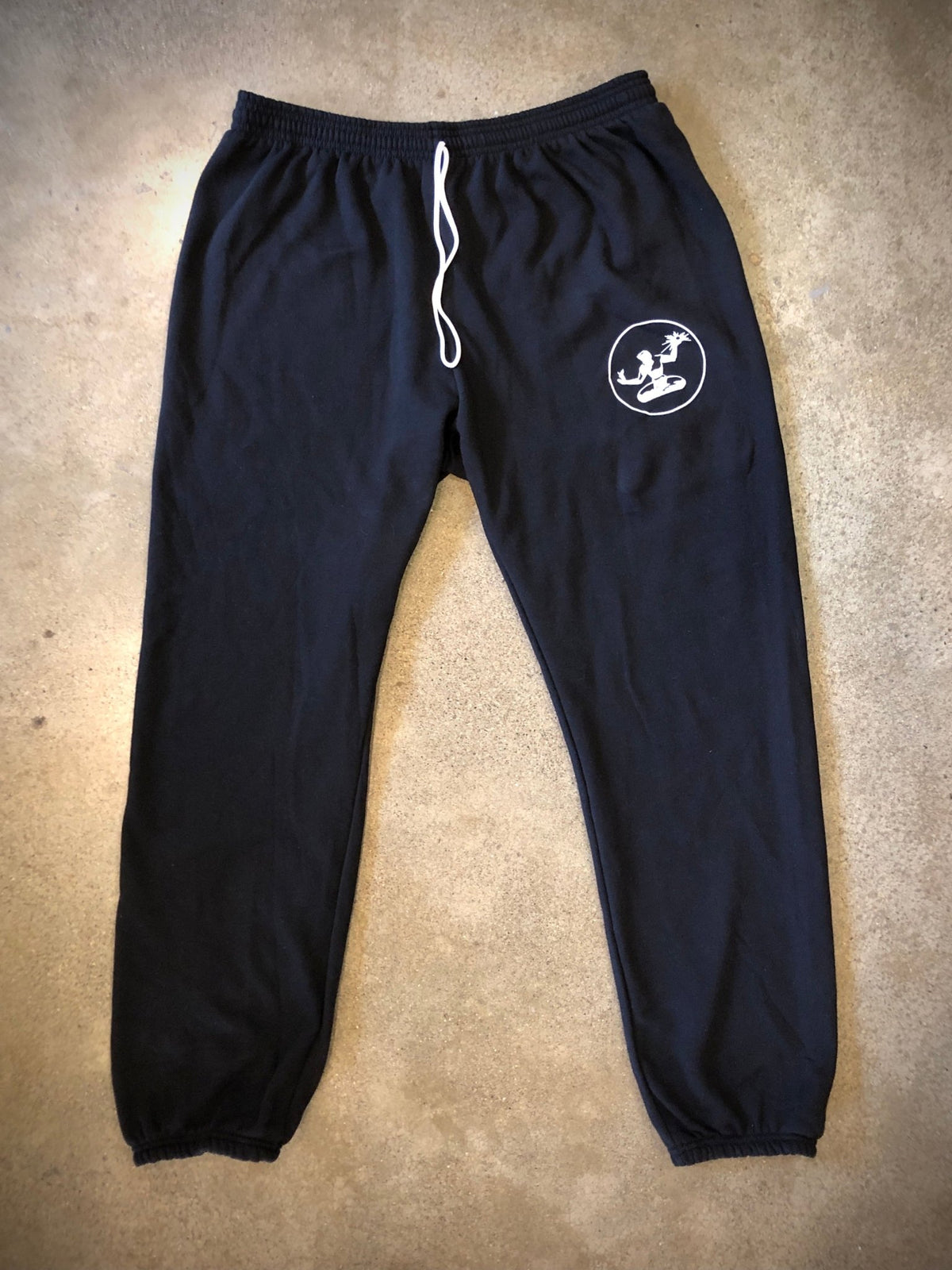 Spirit of Detroit Sponge Fleece Sweatpants / White + Black / Unisex Sweatpants