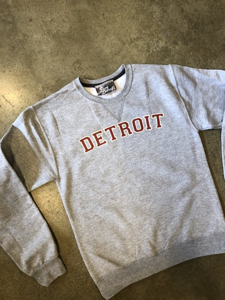 Detroit Varsity Sweatshirt / Red + Athletic Heather / Unisex sweatshirt   