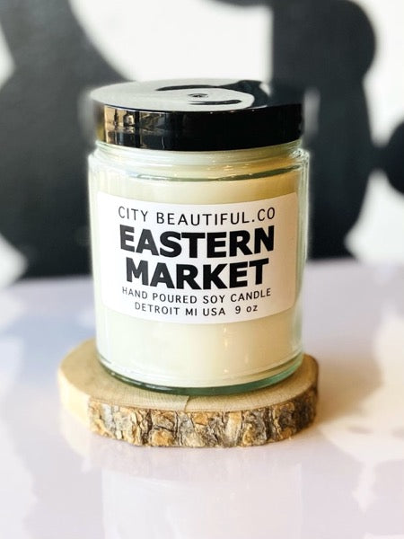 Detroit Eastern Market Candle - Hand Poured Soy Candle by City Beautiful . Co - 9oz. Candle   