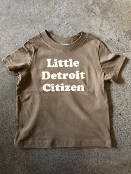 Little Detroit Citizen Tee / White + Coyote Brown / Toddler Kid's Apparel   