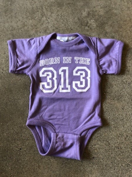 Born In The 313 Onesie / Lavender / Baby Kid's Apparel