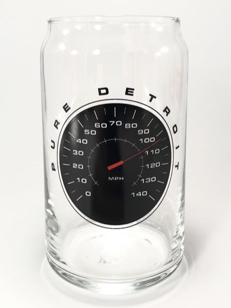 Pure Detroit Speedometer 16 oz Can Glass glass   