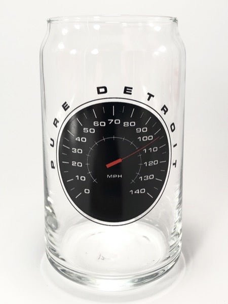 Pure Detroit Speedometer 16 oz Can Glass glass