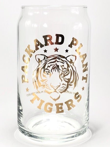 Packard Plant Tigers Gold Leaf 16 oz Can Glass glass