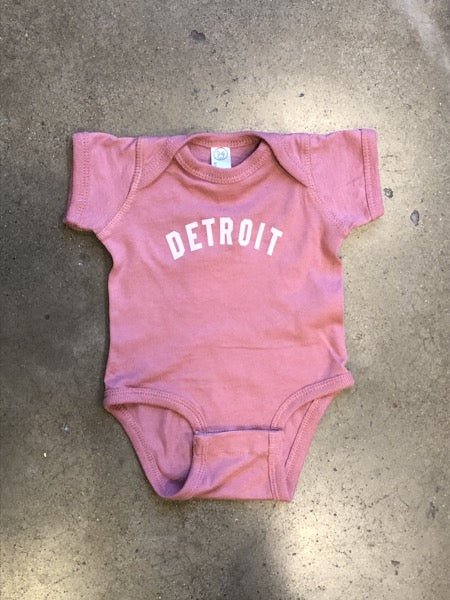 Detroit Classic Onesie / White + Mauve / Baby Kid's Apparel