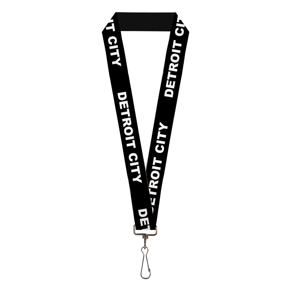 Detroit City 1" Lanyard / White + Black Keychain