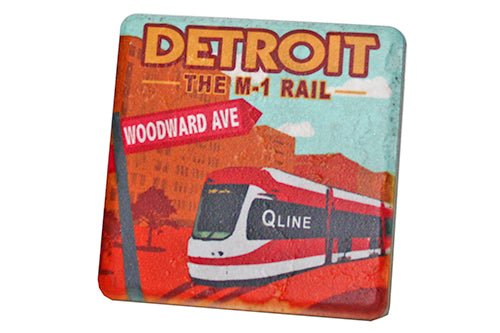 M1 Rail Travel Poster Porcelain Tile Coaster Coasters