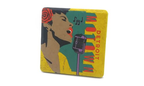 Detroit Motown Illustration Porcelain Tile Coaster Coasters