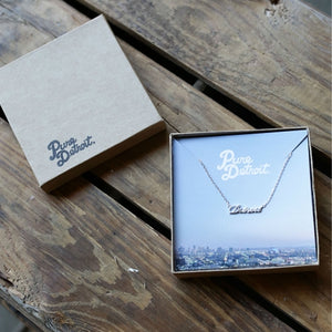 Love Belle Isle Necklace / Shiny Silver Jewelry   