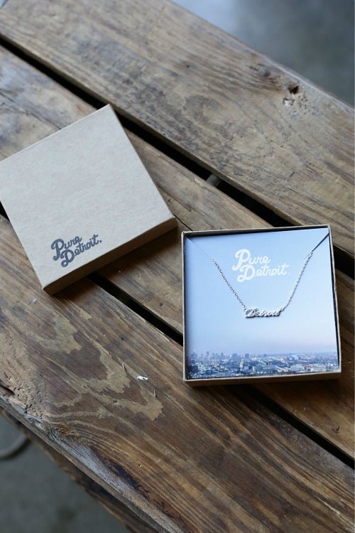 Dainty Detroit Script Necklace / Gold Jewelry