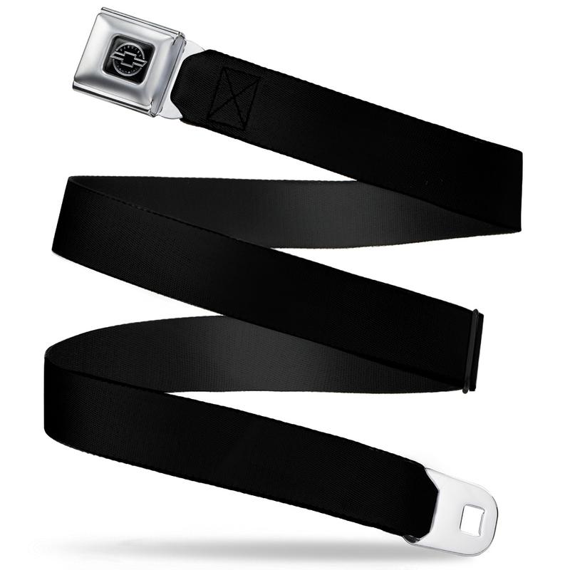 Chevrolet Seatbelt Belt / Silver Logo + Black Webbing Belts