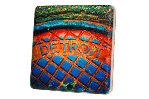 Detroit Manhole Steam Porcelain Tile Coaster Coasters