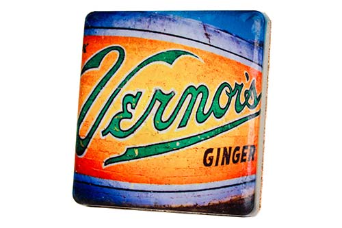 Retro Vernor's Mural Porcelain Tile Coaster Coasters