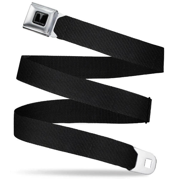 Pontiac Seatbelt Belt / White Logo + Black Webbing Belts