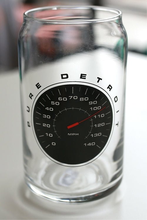 Pure Detroit Speedometer 16 oz Can Glass glass