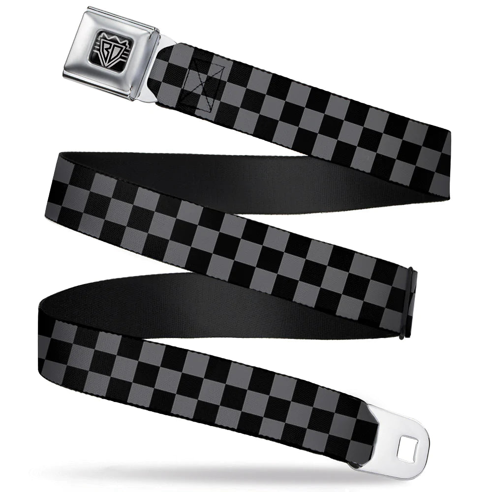 Spirit of Detroit Seatbelt Belt / Spirit of Detroit Logo + Gray Checkered Webbing Belts