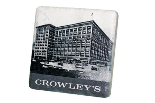 Historic Crowley's Black & White Porcelain Tile Coaster Coasters