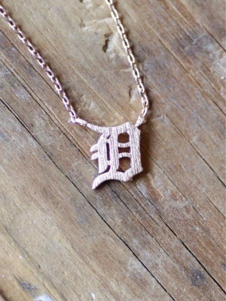 Dainty Detroit D Necklace / Rose Gold Jewelry