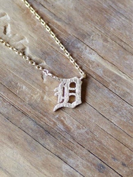 Dainty Detroit D Necklace / Gold Jewelry