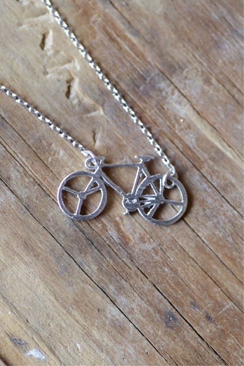 Dainty Detroit Bicycle Necklace / Silver Jewelry