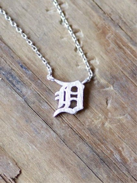 Dainty Detroit D Necklace / Silver Jewelry