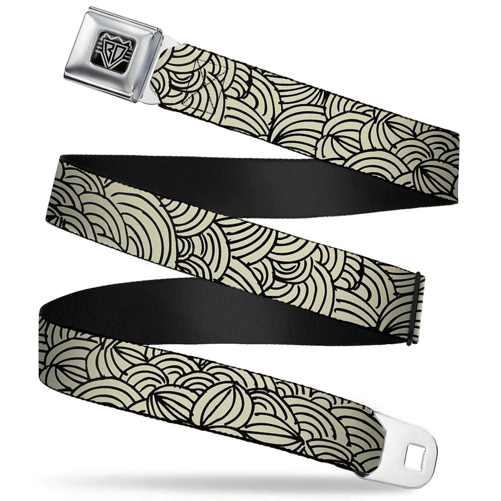 Spirit of Detroit Seatbelt Belt / Spirit of Detroit Logo + Cream Doodle Webbing Belts