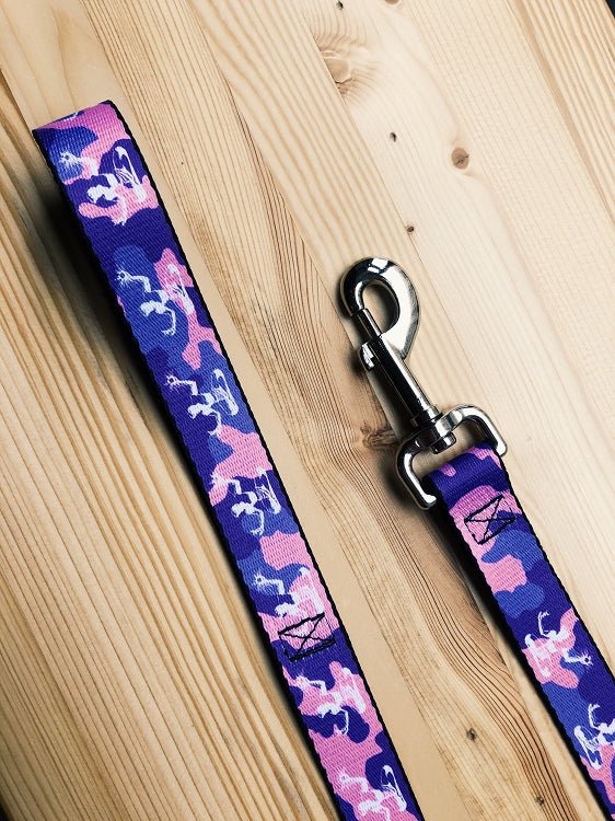Spirit of Detroit Dog Leash / White + Purple Camo Dog Leash
